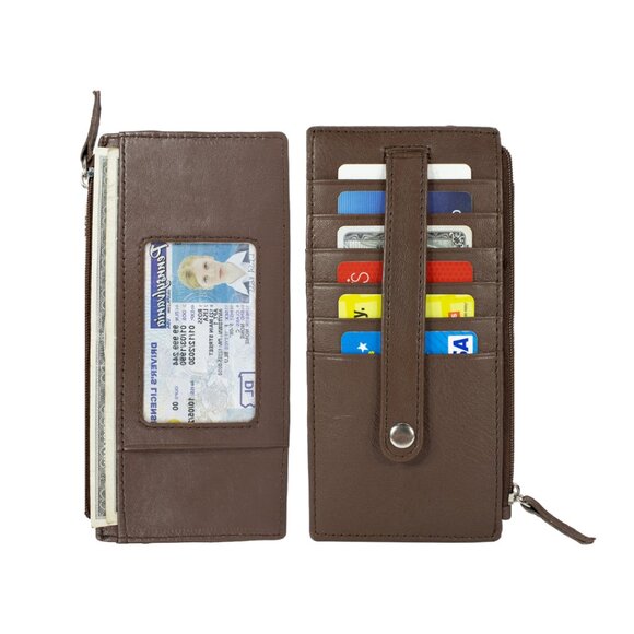 Genuine Leather Credit Card Holder Slim Women Long Wallet - Picture 5 of 7
